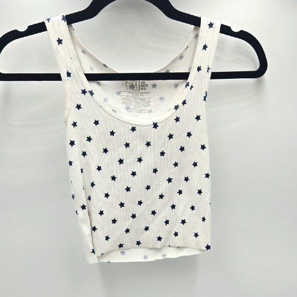 Time and Tru White Tank Top with Blue Stars - Picture 1 of 3